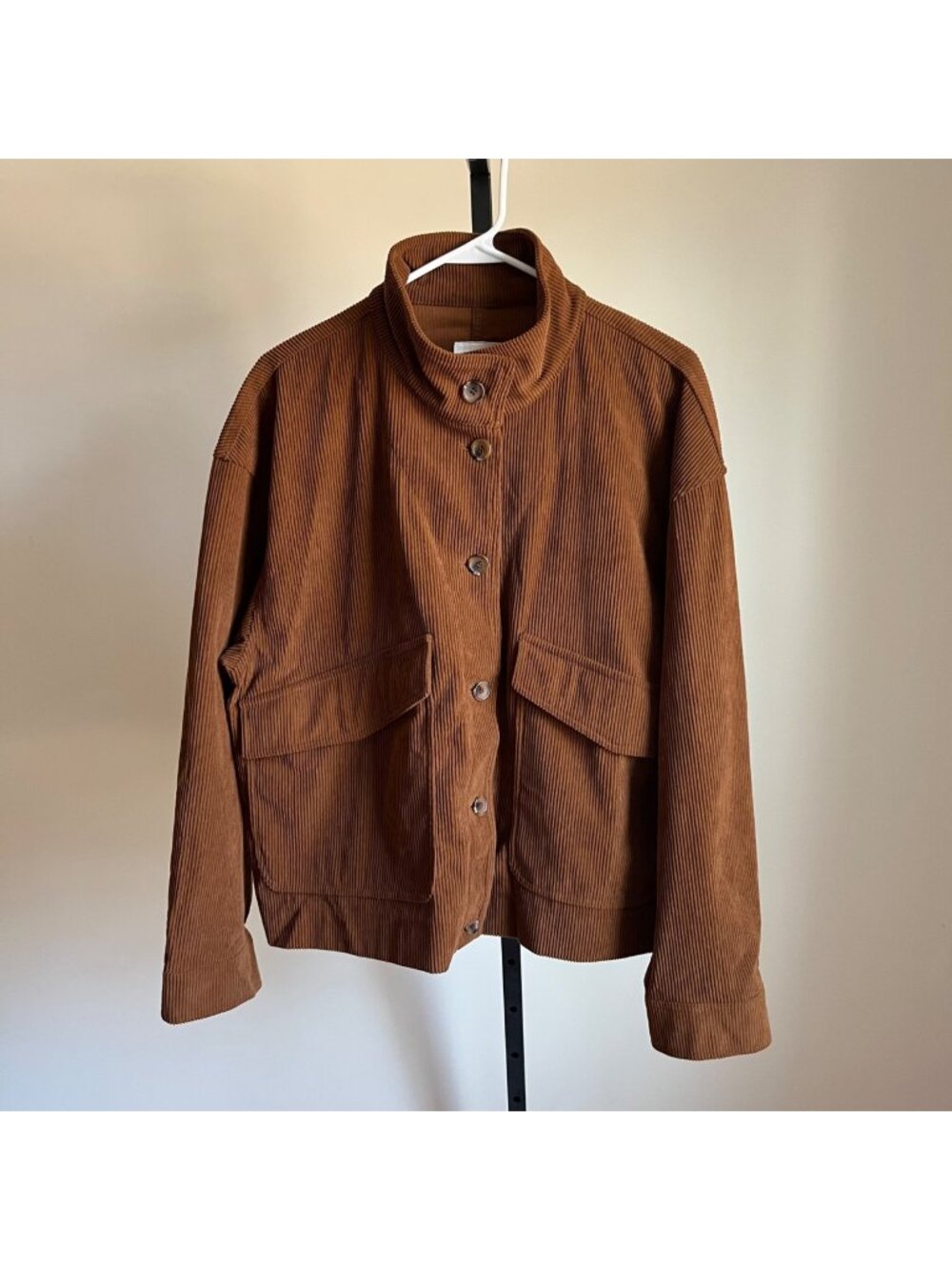 Avec Les Filles Brown Corduroy Funnel Neck Relaxed Fit Jacket Size XL